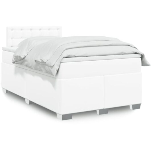 Vidaxl - Box Spring Bed with Mattress White 120x190 cm Faux Leather