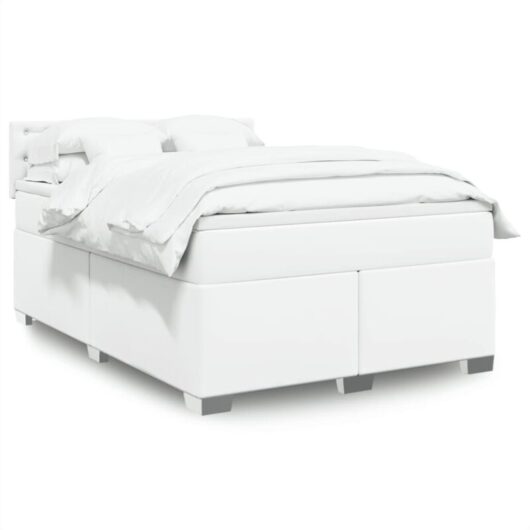 Vidaxl - Box Spring Bed with Mattress White 140x200 cm Faux Leather