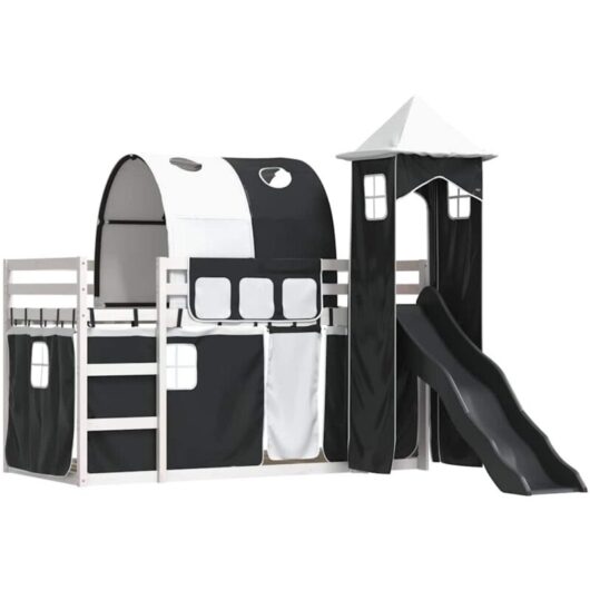 Vidaxl - Bunk Bed without Mattress with Slide White and Black 90x200 cm