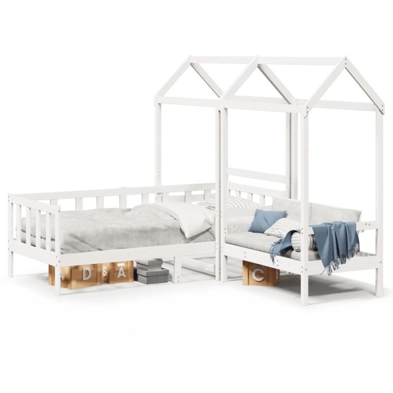Vidaxl - Day Bed and Bench Set with Roof without Mattress White 80x200 cm
