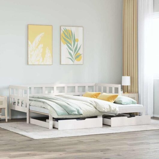 Vidaxl - Daybed with Trundle and Drawers without Mattress White 90x190 cm Single