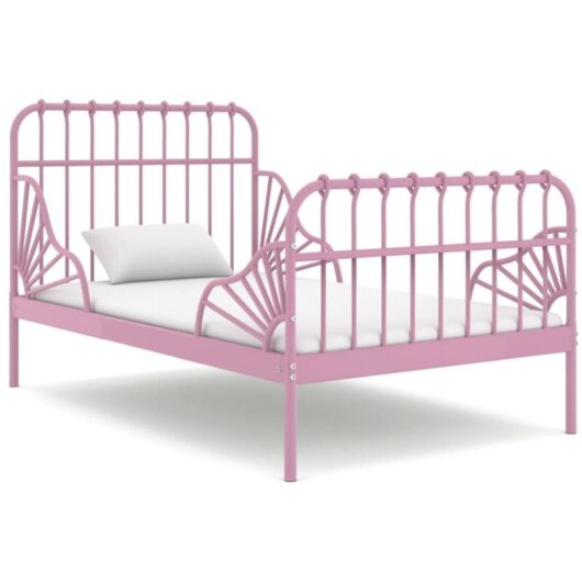 Vidaxl - Extendable Bed Frame without Mattress Pink Metal 80x130/200 cm