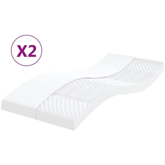 Vidaxl - Foam Mattresses 2 pcs White 90x190 cm 7-Zone Hardness 20 ild