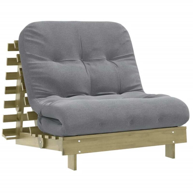 Vidaxl - Futon Sofa Bed with Mattress 80x206x11 cm Impregnated Wood Pine