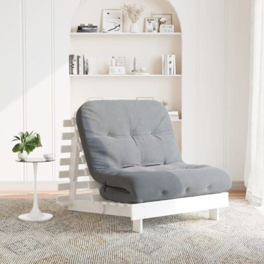 Vidaxl - Futon Sofa Bed with Mattress White 90x206x11 cm Solid Wood Pine