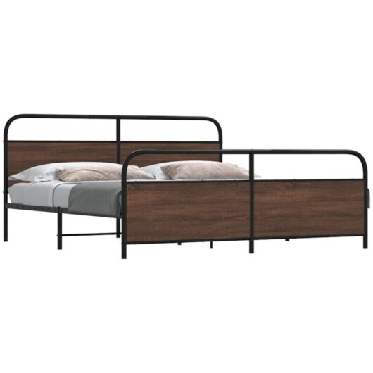Vidaxl - Metal Bed Frame without Mattress Brown Oak 180x200 cm Super King