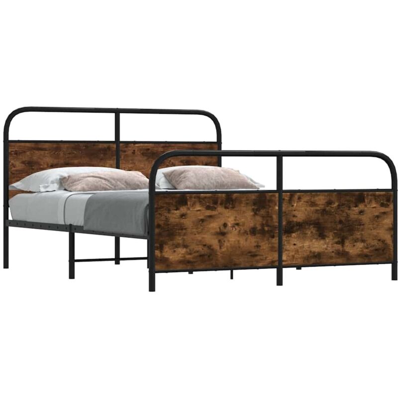 Vidaxl - Metal Bed Frame without Mattress Smoked Oak 180x200 cm Super King