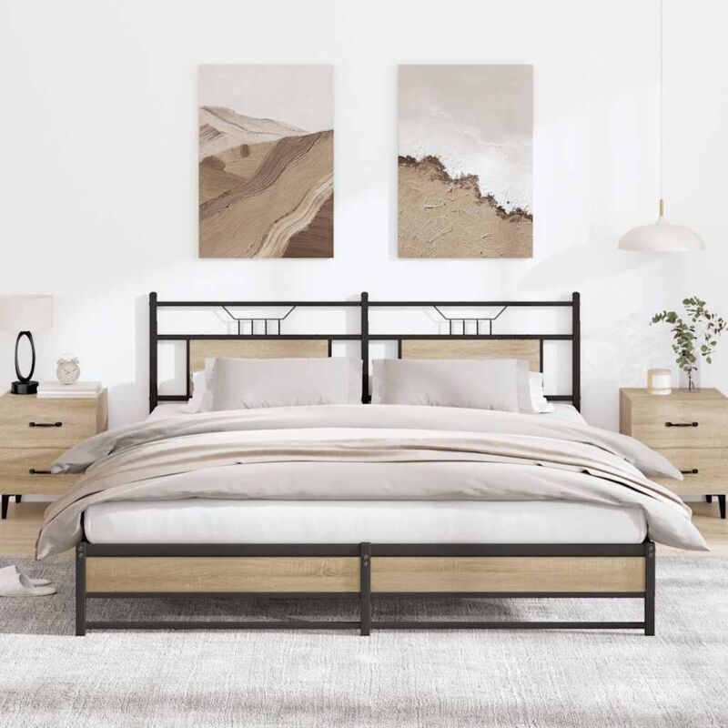 Vidaxl - Metal Bed Frame without Mattress Sonoma Oak 180x200 cm Super King