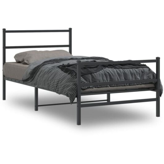Vidaxl - Metal Bed Frame without Mattress with Footboard Black 100x190cm