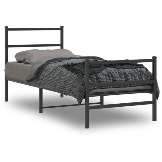 Vidaxl - Metal Bed Frame without Mattress with Footboard Black 80x200cm