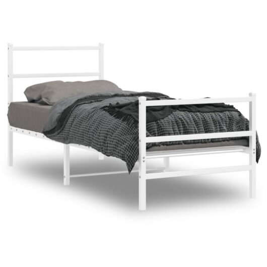 Vidaxl - Metal Bed Frame without Mattress with Footboard White 80x200cm