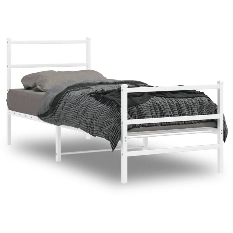 Vidaxl - Metal Bed Frame without Mattress with Footboard White 80x200cm