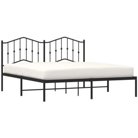 Vidaxl - Metal Bed Frame without Mattress with Headboard Black 160x200cm