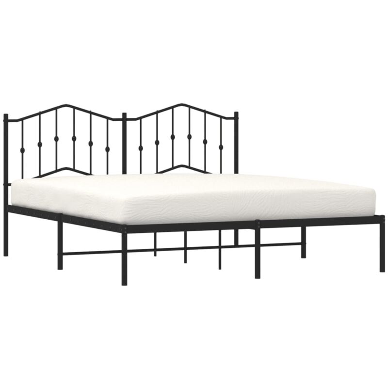 Vidaxl - Metal Bed Frame without Mattress with Headboard Black 160x200cm