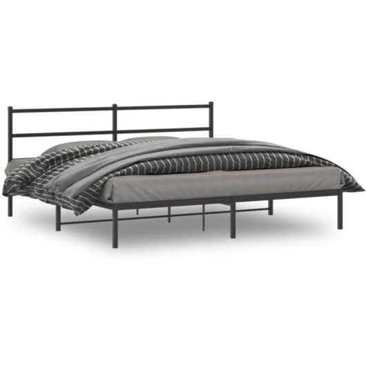 Vidaxl - Metal Bed Frame without Mattress with Headboard Black 180x200cm