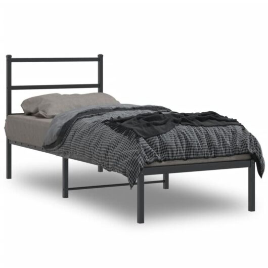 Vidaxl - Metal Bed Frame without Mattress with Headboard Black 80x200cm