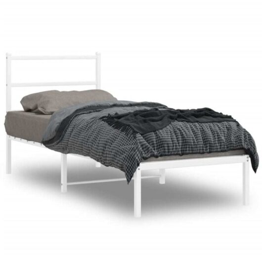 Vidaxl - Metal Bed Frame without Mattress with Headboard White 80x200cm