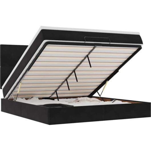 Vidaxl - Ottoman Bed with Mattresses Black 160x200cm Velvet