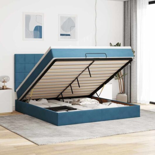 Vidaxl - Ottoman Bed with Mattresses Dark Blue 180x200cm Velvet