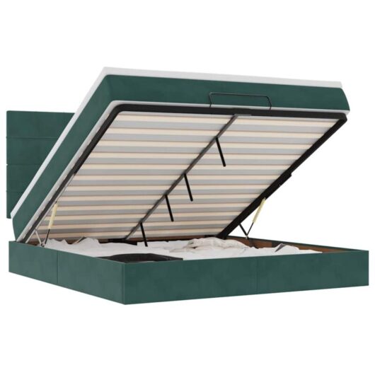 Vidaxl - Ottoman Bed with Mattresses Dark Green 180x200cm Velvet