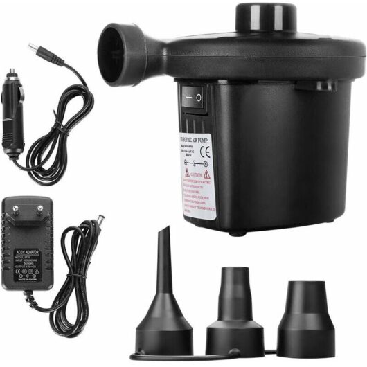 Volavo - Inflator Electric Air Pump, 2 in 1 Electric Deflator, Fast Portable Air Pump, Electric Inflator with 3 Nozzles for Air Mattress, Suitable