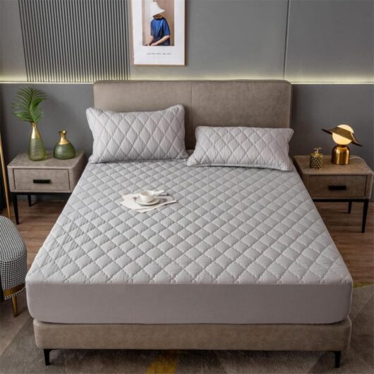 Washable Mattress Cover, Solid Color Waterproof Quilted Fitted Sheet, Fits 12"/30cm Thick Mattress, Dark Grey