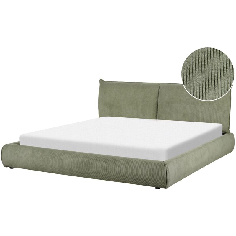 Waterbed Corduroy VINAY 180 x 200 cm (EU Super King) Olive Green