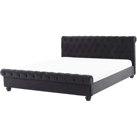 Waterbed Velvet AVALLON 180 x 200 cm (EU Super King) Black