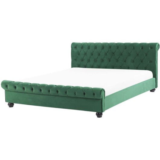 Waterbed Velvet AVALLON 180 x 200 cm (EU Super King) Emerald Green