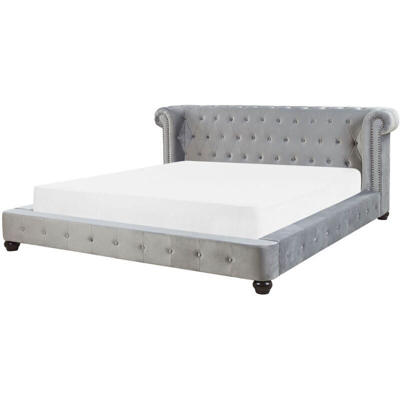 Waterbed Velvet CAVAILLON 180 x 200 cm (EU Super King) Light Grey