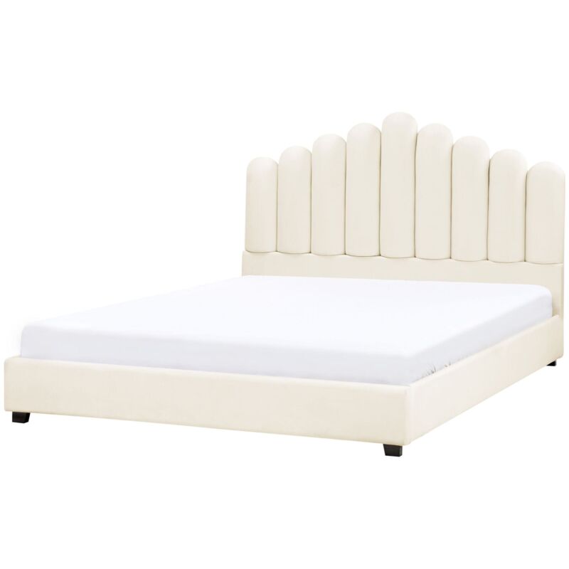 Waterbed Velvet VINCENNES 180 x 200 cm (EU Super King) Off-White