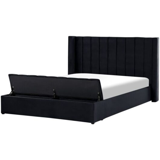 Waterbed with Storage Bench Velvet NOYERS 180 x 200 cm (EU Super King) Black