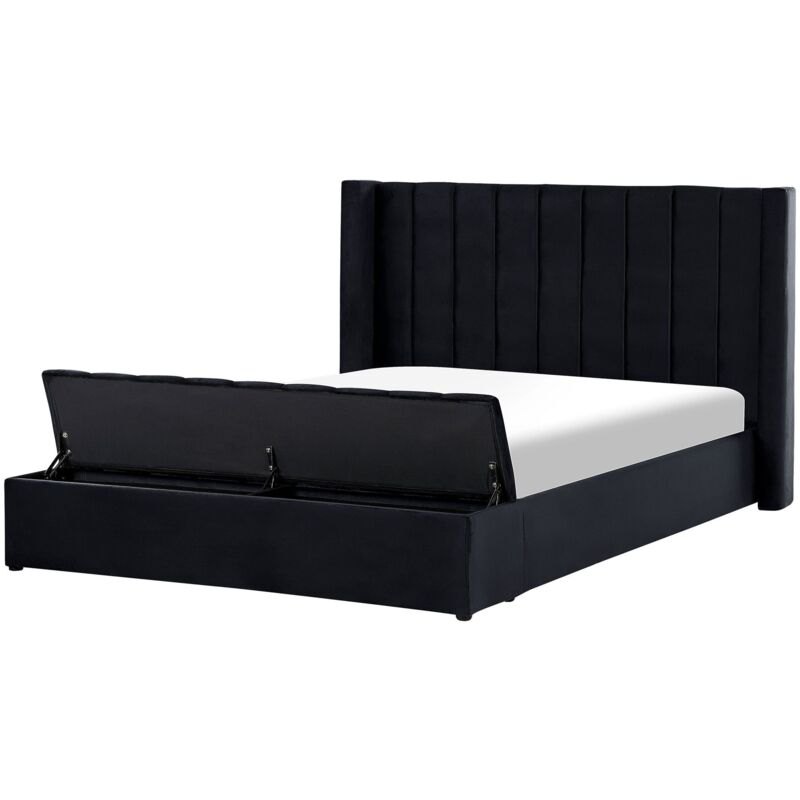 Waterbed with Storage Bench Velvet NOYERS 180 x 200 cm (EU Super King) Black