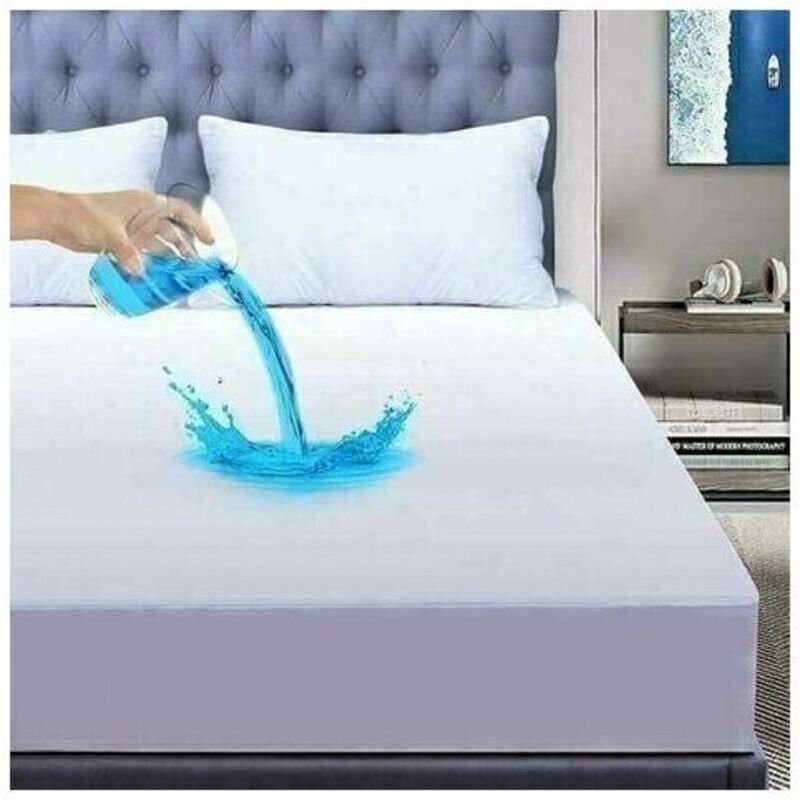 Waterproof 160x200 cm Bamboo Mattress Protector, Soft Hypoallergenic Mattress Protector, Anti-mite and Bacteria, Breathable, Stretchable Mattress