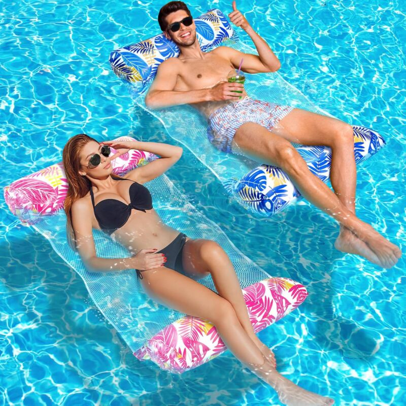 Xl Pool Float, 2 Pieces Pool Mattress, 4 in 1 Adult Pool Float, Inflatable Pool Mattress, Pool Hammock, Inflatable Pool Mattress, Pool Float, Adult &