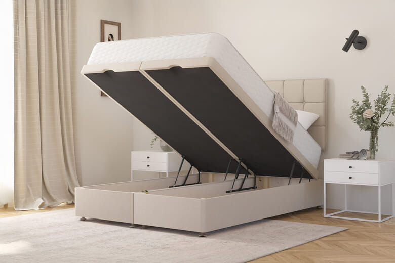 Zante Ortho Traditionally Sprung Mattress + Ottoman Divan Bed, Silver, End Ottoman, Single