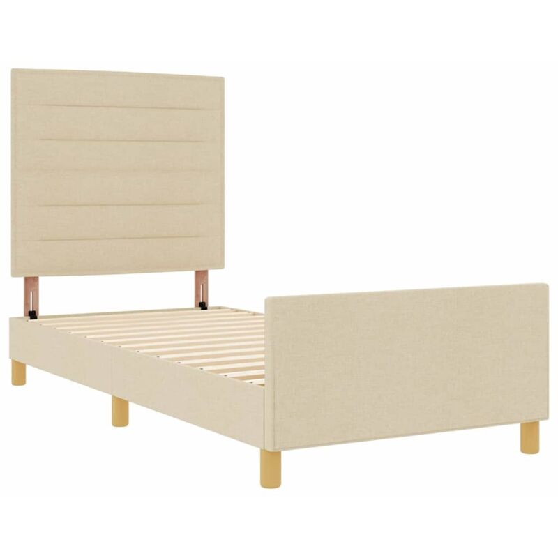 vidaXL Bed Frame - Cream, 90x200 cm, Fabric