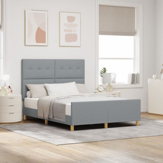 vidaXL Bed Frame Light Grey 140x190 cm Fabric