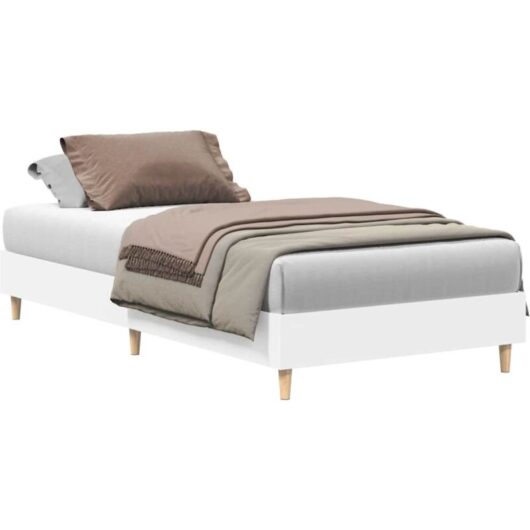 vidaXL Bed Frame No Mattress White 90x200 cm Engineered Wood