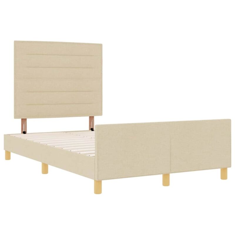 vidaXL Bed Frame in Cream, 120x200 cm, Fabric