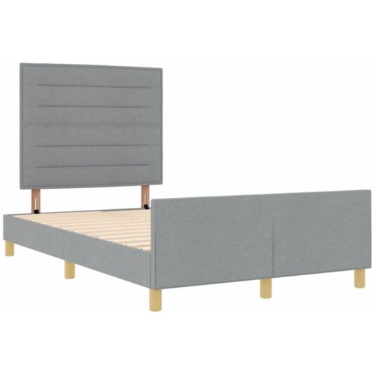 vidaXL Bed Frame in Light Grey, 140x200 cm, Fabric