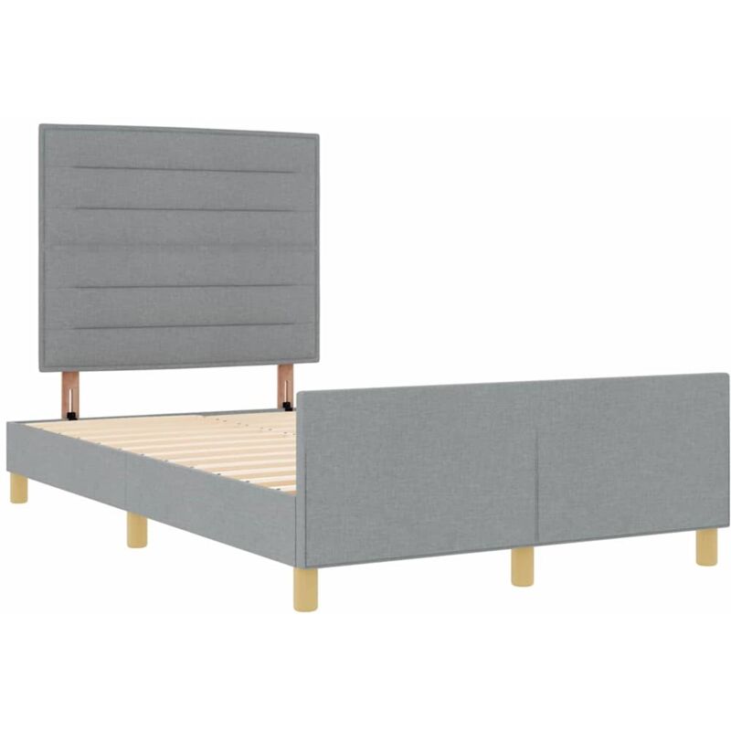 vidaXL Bed Frame in Light Grey, 140x200 cm, Fabric