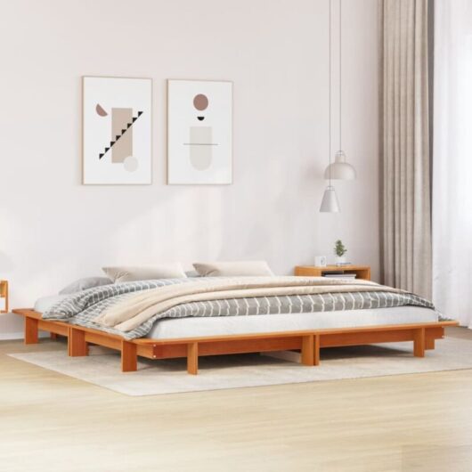 vidaXL Bed Frame without Mattress Wax Brown 180x200 cm Super King Solid Wood Pine