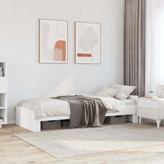 vidaXL Bed Frame without Mattress White 100x200 cm Engineered Wood