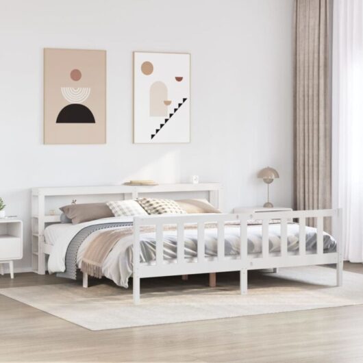 vidaXL Bed Frame without Mattress White 180x200 cm Super King Solid Wood Pine