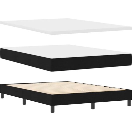 vidaXL Box Spring Bed with Mattress Black 140x190 cm Fabric