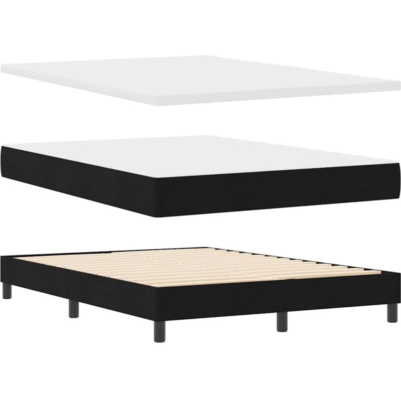 vidaXL Box Spring Bed with Mattress Black 140x190 cm Fabric