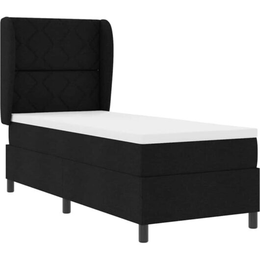 vidaXL Box Spring Bed with Mattress - Black - 80x200 cm - Fabric