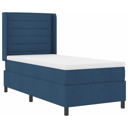 vidaXL Box Spring Bed with Mattress Blue 80x200 cm Fabric