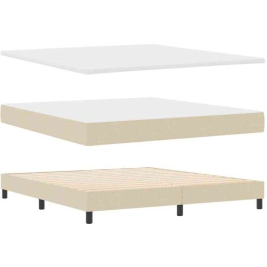 vidaXL Box Spring Bed with Mattress - Cream, 180 x 200 cm, Fabric